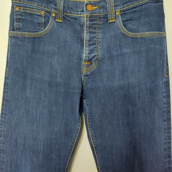 Nudie Jeans Men's Size 34X34 (32X31) Straight Leg Button Fly Blue - Picture 2 of 8